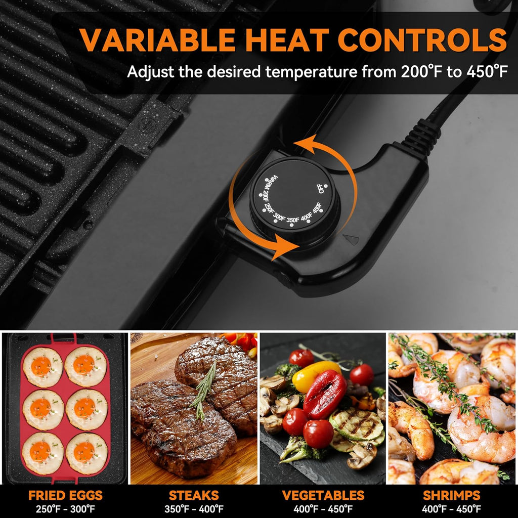 2-in-1 Graphite Indoor Grill Griddle